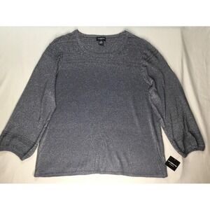 Liz Claiborne Woman Sparkle Knit Top 3X Charcoal Gray Long Sleeve Casual Evening